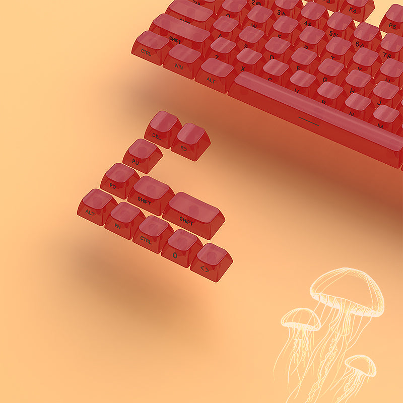 YMDK 119 Keys Jellyfish Keycaps Side Print Shine Through MDA Profile PC Material Custom Keycap for MX Mechanical Keyboards