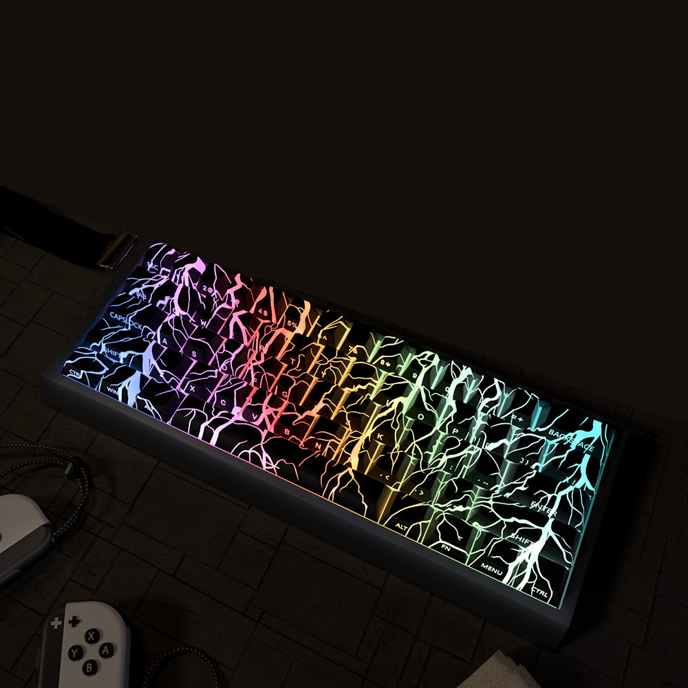 YMDK Lightning 140 Key Keycaps Side-lit PBT+PC Cherry Profile Five-sided Dye Sub Shine Through Custom Keycap for MX Mechanical Keyboard 61/64/68/84/87/100/104/108 Layout