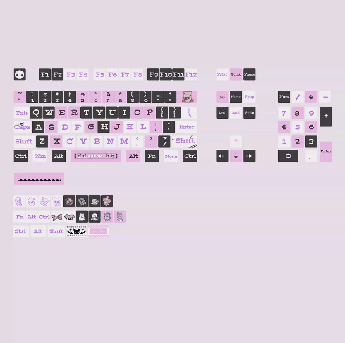YMDK Coulomi Theme Keycaps Full Set 127 Keys PBT XDA Profile Dye Sub Key Cap for MX Mechanical Keyboard