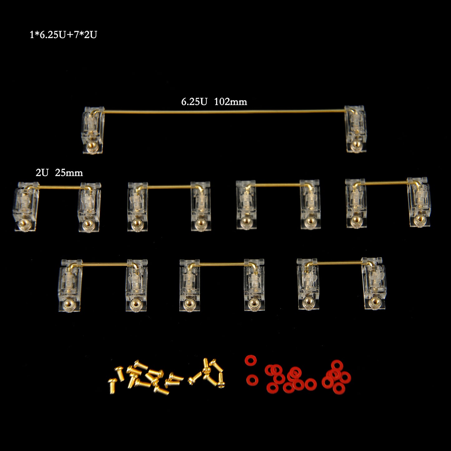 YMDK V3 Smokey PCB Mount Gold Screw in Stabilizers( No Dropping Wire for PCB)