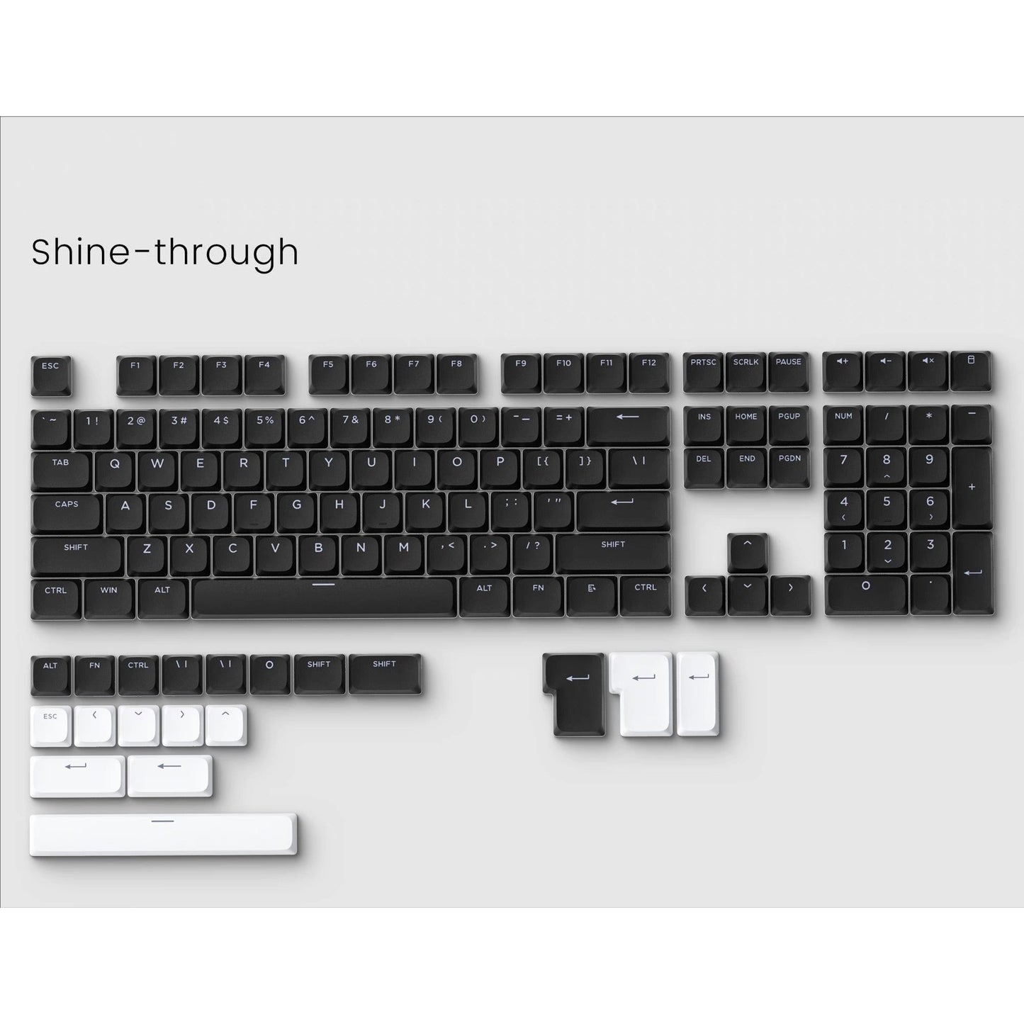 YMDK Ultra-slim Low Profile Keycaps 127 Keys Dye-Sub JWA Profile Backlit Shine Through Keycap for nuphy keychron 61/68/87/98/104/108 MX Ultra-Slim Keyboard