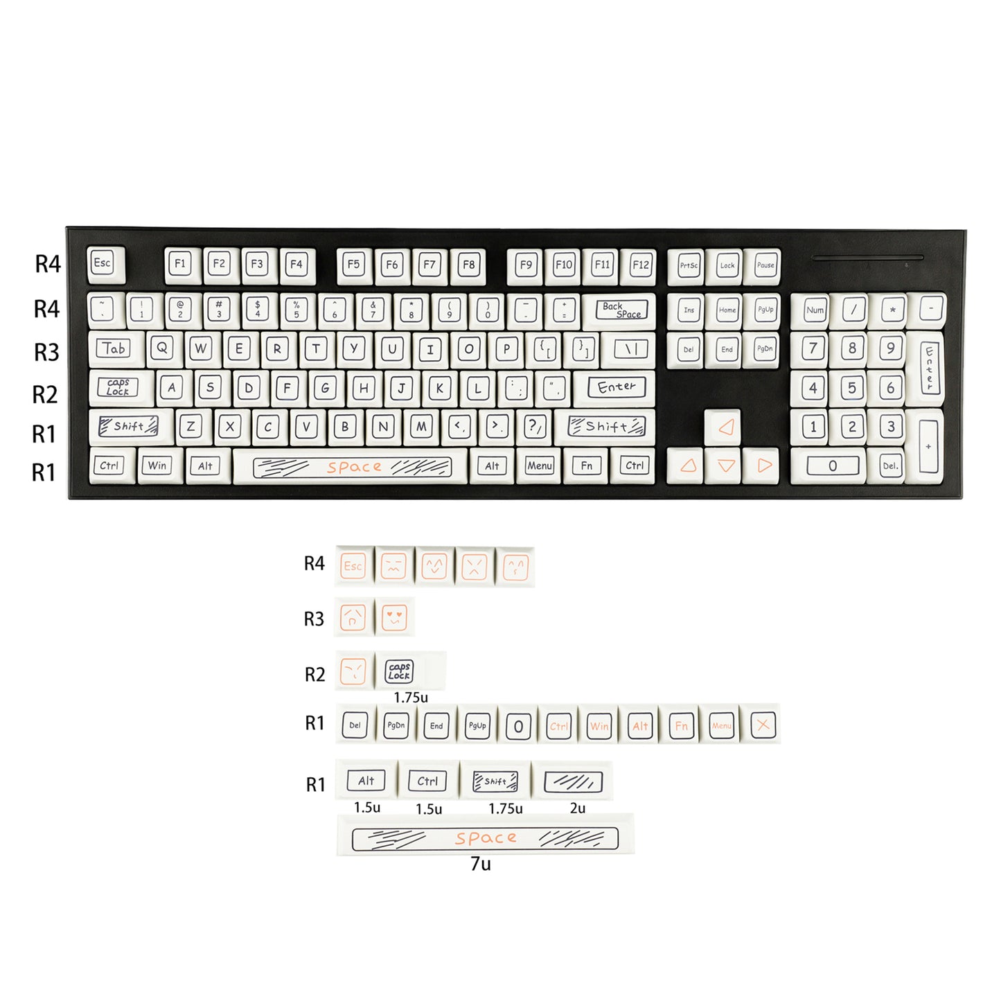 YMDK Graffiti Theme 129 Keycaps(MDA Profile PBT)