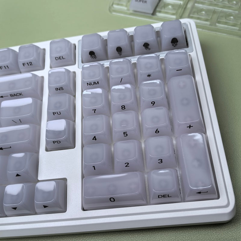YMDK 119 Keys Jellyfish Keycaps Side Print Shine Through MDA Profile PC Material Custom Keycap for MX Mechanical Keyboards