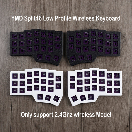 YMDK 2.4Ghz Wireless Split Low profile 46 Keys Keyboard Corne V4.1 Ergonomic Hotswappable 40% Layout 3D PLA Vial All Key Programmable Mini Independent Gaming Keyboard Kit