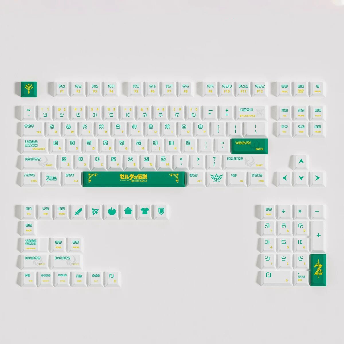 YMDK Legend Theme 125 Keys Blue and Green PBT Dye Sublimation Cherry Profile for Mechanical keyboard