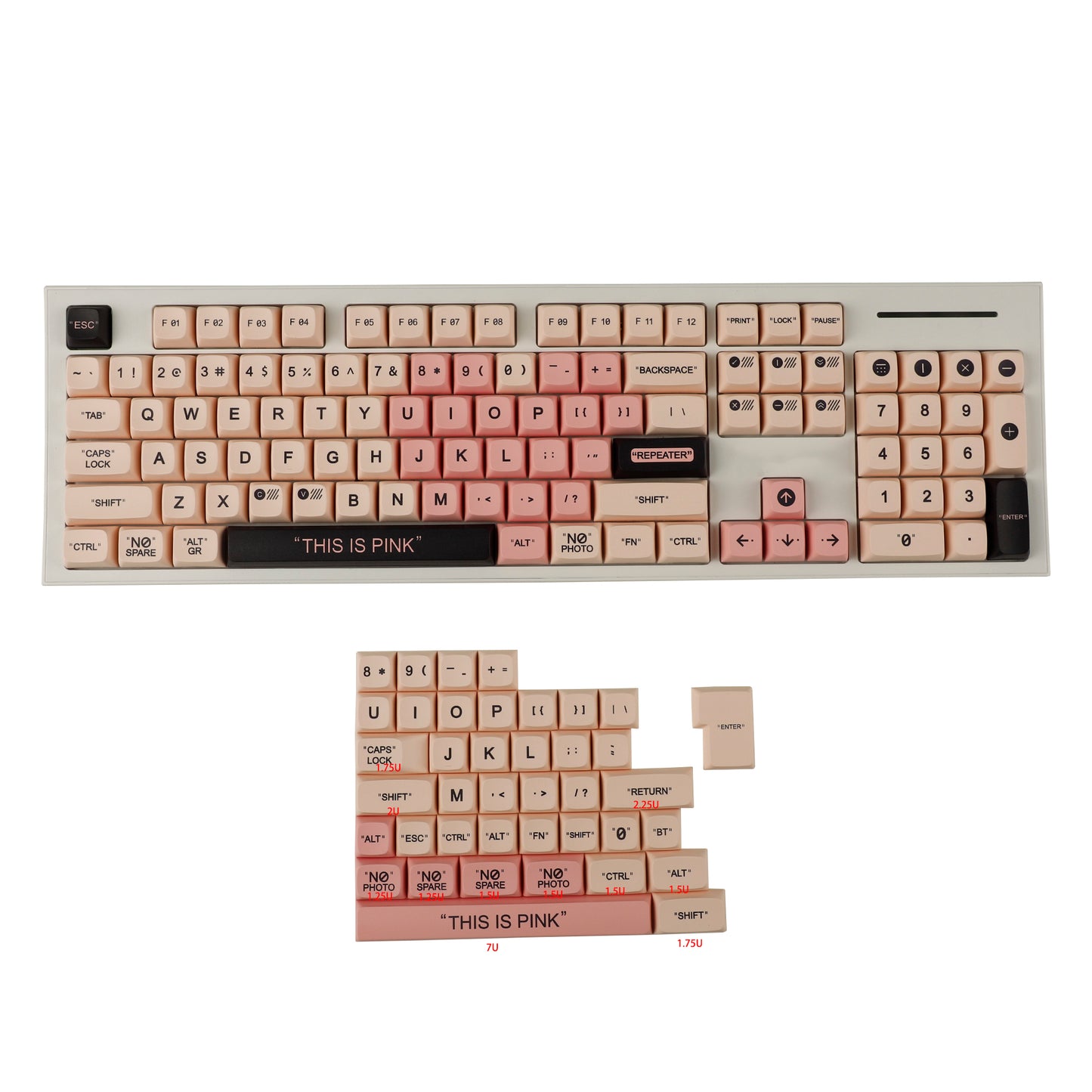 YMDK Plastic Love Valentine Pink Theme 144 Keycaps(ZDA Profile XDA v2 Dye Sub PBT For 104 TKL 60% 96 84 68 64)