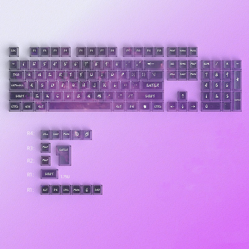 YMDK Magic Mist Star Neon Keycap PC Shine Through 119-key Cherry Profile Keycaps for 61/68/84/87/98/104/108 MX Mechanical Keyboard