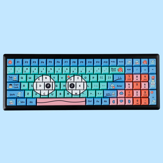 YMDK Ugly Fish Keycaps Full Set 133 Keys Creative Cute Interesting Keycap Dye Sub PBT XDA Profile Custom Key Caps for MX Mechanical Keyboard