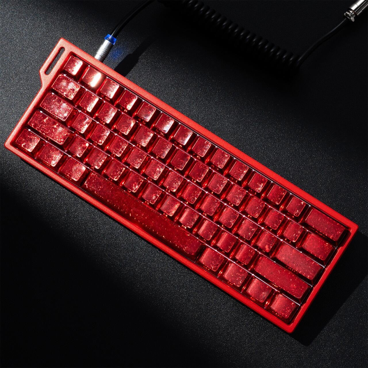 YMDK Frost keycaps Metal Texture Keyboard Caps 61 Keys PBT Dye Sub Cherry Profile Custom Side-lit Keycap for 60 Layout MX Mechanical Keyboards