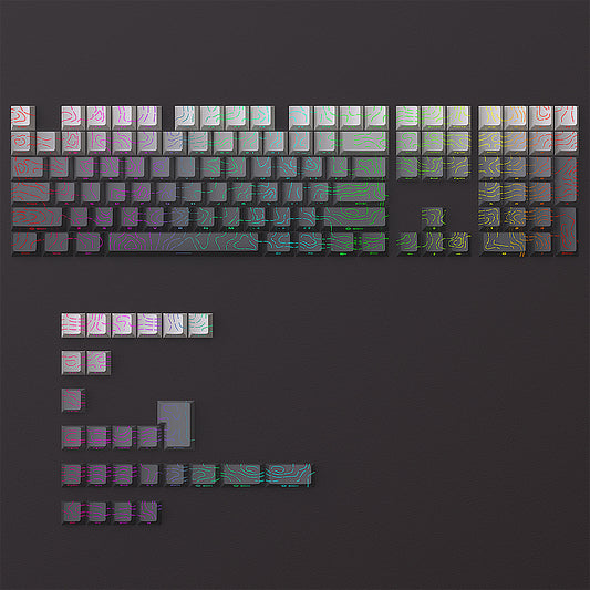 YMDK 134 Gradient Contour lines Double Shot Shine Through Sidelit Dye Sub PBT Cherry Profile Keycap for MX Mechanical Keyboard