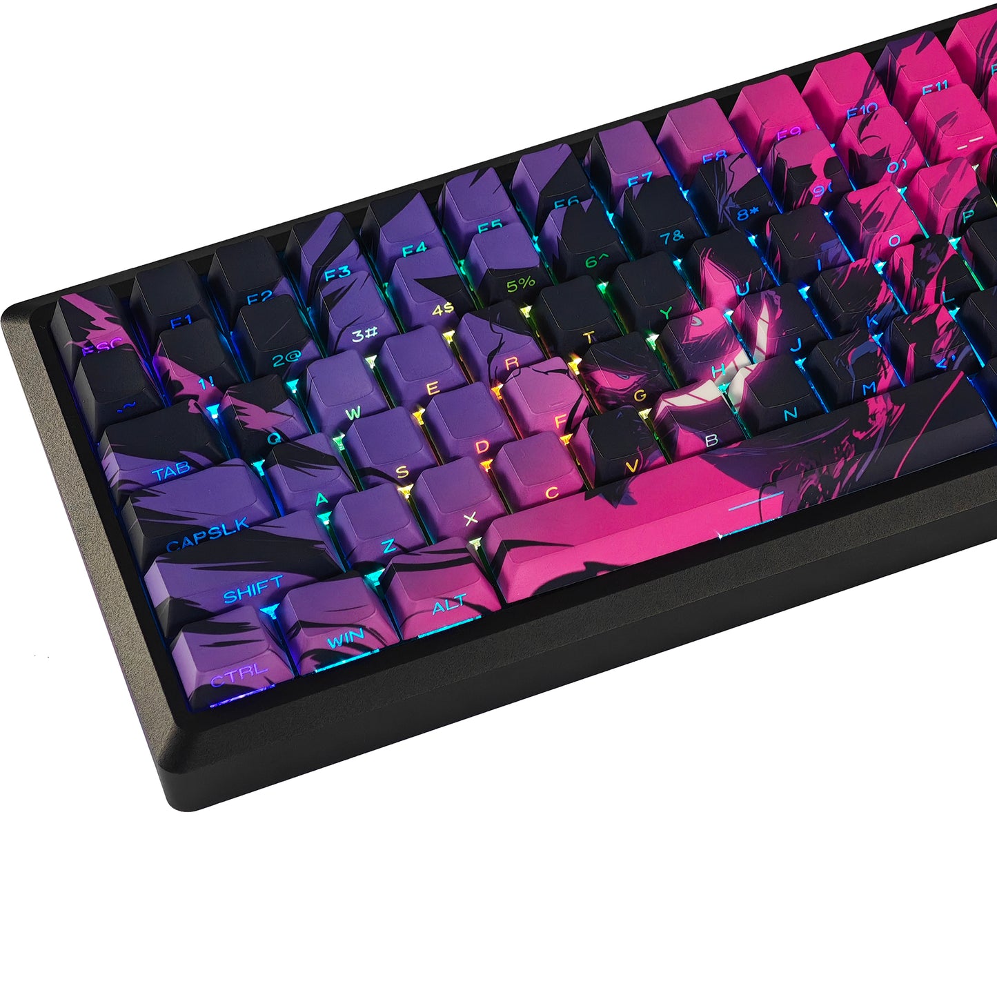 YMDK 131 Coal Briquette Ghost Keycap Cherry Profile Dye Sub Double Shot Sidelit PBT Keycaps for 65/75/87/98/100/104 MX Mechanical keyboard