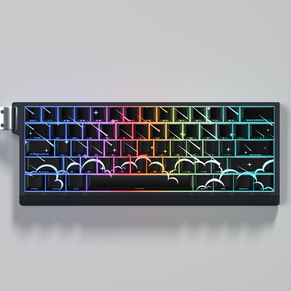 YMDK Lightning 140 Key Keycaps Side-lit PBT+PC Cherry Profile Five-sided Dye Sub Shine Through Custom Keycap for MX Mechanical Keyboard 61/64/68/84/87/100/104/108 Layout