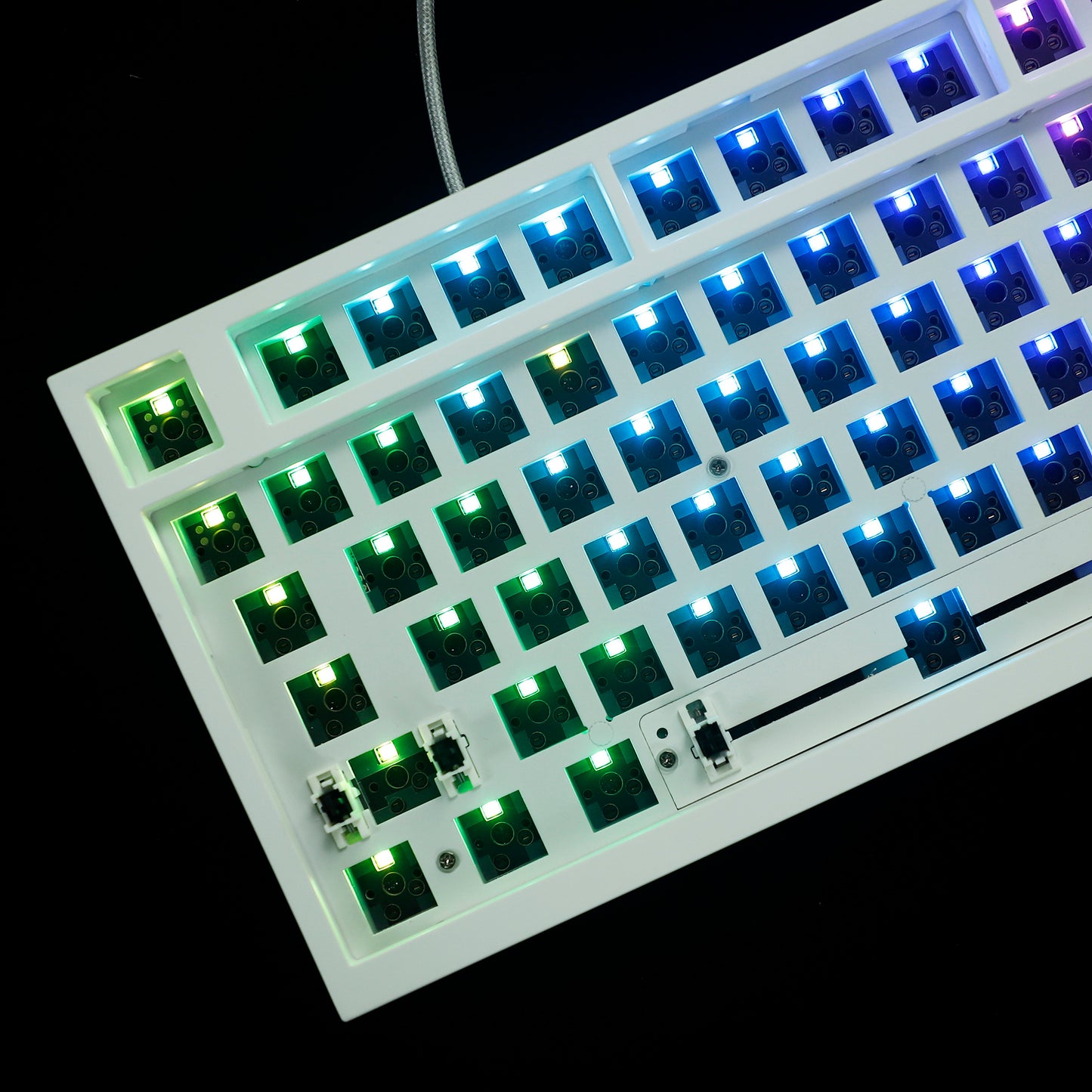 GK980 Plastic Triple-Mode 4 Knobs Gasket RGB Hot Swappable Macro Programmable Bluetooth Wired 2.4G Mechanical Keyboard  Kit