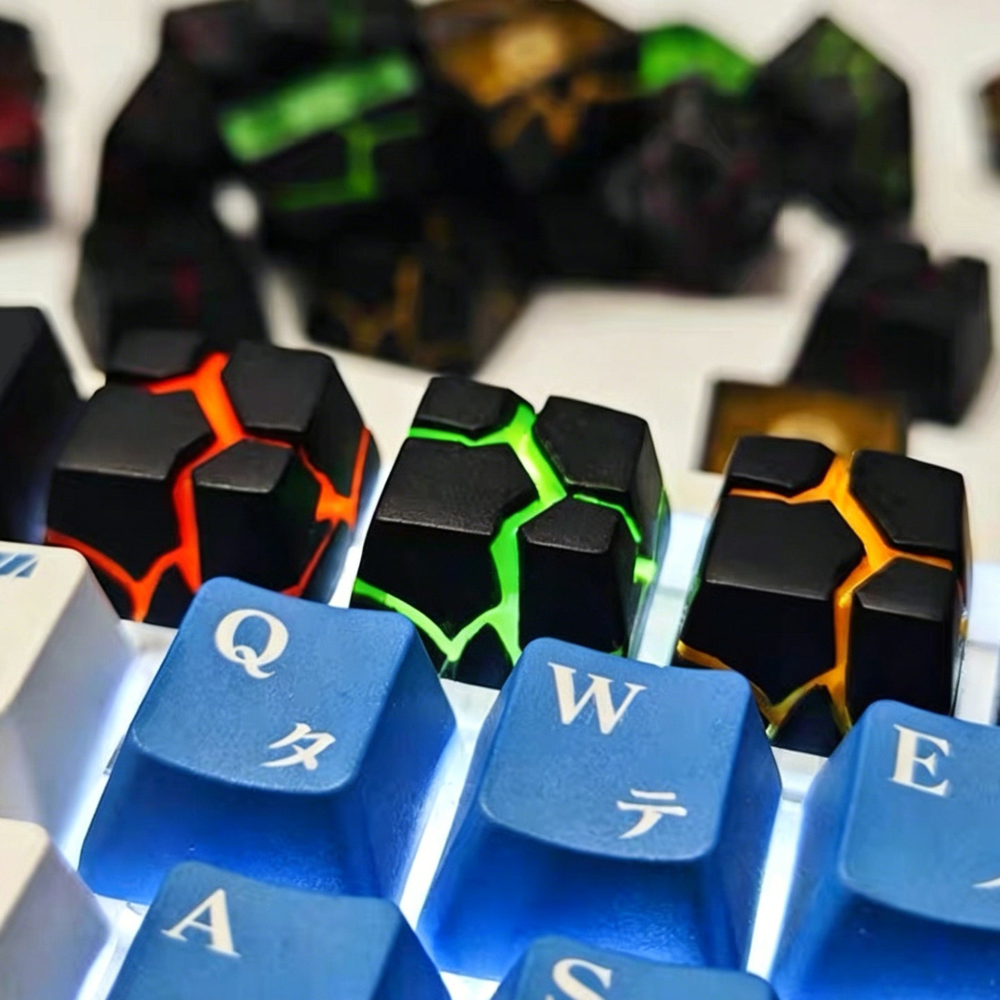 YMDK Rock Crevice Artisan Resin Keycaps R4 Unique Creative Shine Through for MX Mechanical keyboard