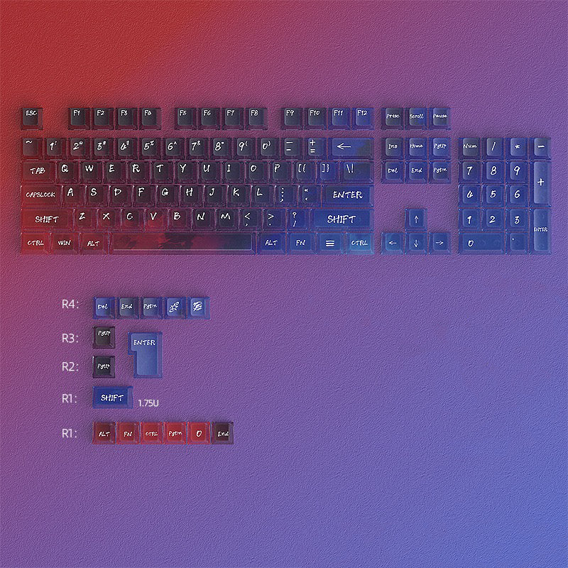 YMDK Magic Mist Star Neon Keycap PC Shine Through 119-key Cherry Profile Keycaps for 61/68/84/87/98/104/108 MX Mechanical Keyboard