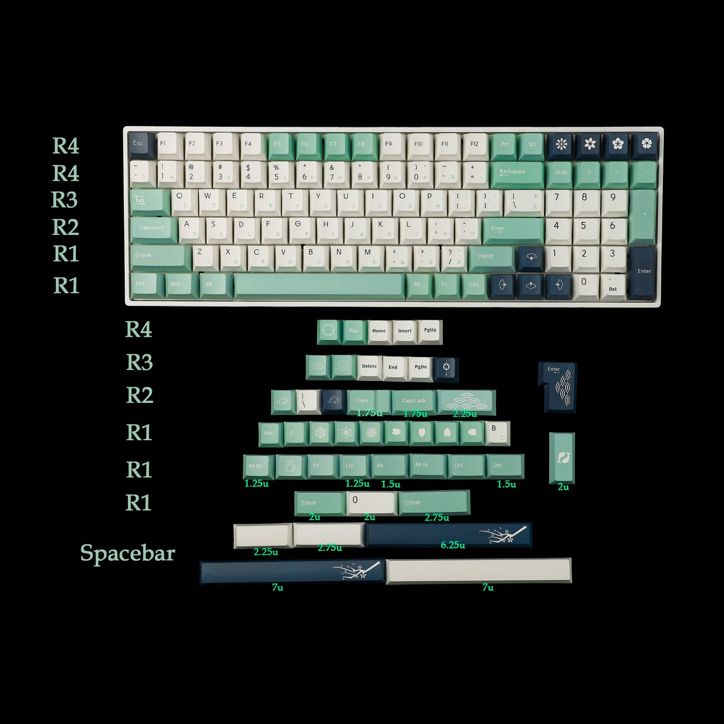 YMDK Heraldry Keycaps(Cherry Profile Dye Sub 1.5mm/ANSI108 TKL GK61 96 75 GMMK Using)