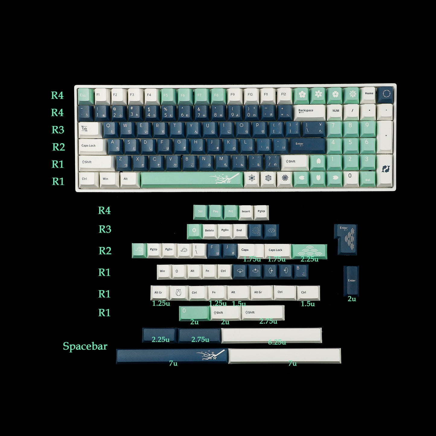 YMDK Heraldry Keycaps(Cherry Profile Dye Sub 1.5mm/ANSI108 TKL GK61 96 75 GMMK Using)