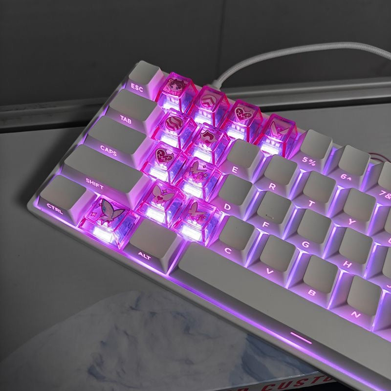 YMDK 11 Additional Keys DIY Windbreaker Crossbow Theme PC Transparent Cherry Profile Shine Through Keycaps For MX Mechanical Keyboard