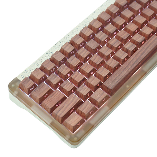 YMDK Walnut Keycaps Novel Creative Keycap 137 Keys Side Light Transmitting Key Cap PBT Dye Sub Cherry Profile for MX Mechanical Keyboard
