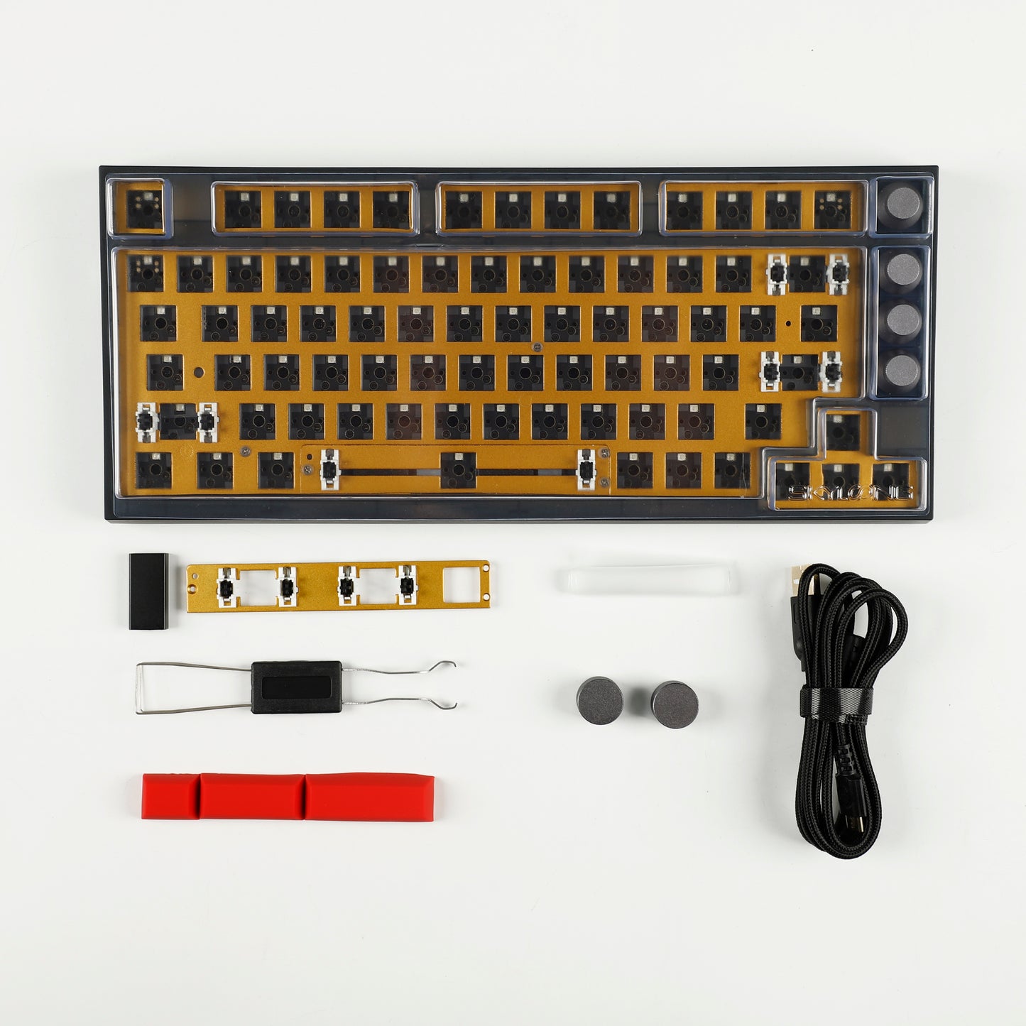 GK75 Triple-Mode 4 Knobs Plastic Case Gasket RGB Hot Swappable Macro Programmable Bluetooth Wired 2.4G Mechanical Keyboard Barebone