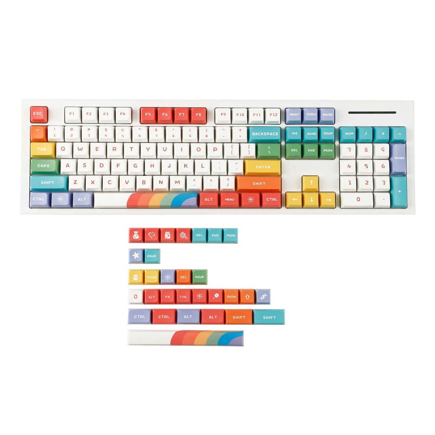YMDK Rainbow Theme 134 Keycaps(MDA Profile PBT)