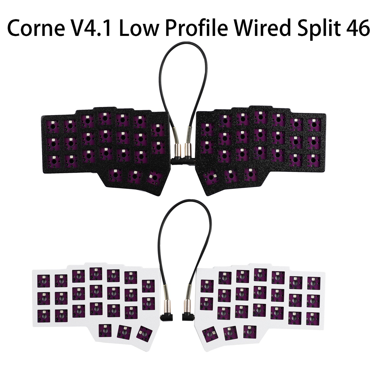 YMDK Low Profile Wired Split Chocolate Keyboard Corne V4.1 Ergonomic 46 Keys Hotswappable 40% Layout 3D Print case RGB Vial Keyboard Kit(Included Switch)