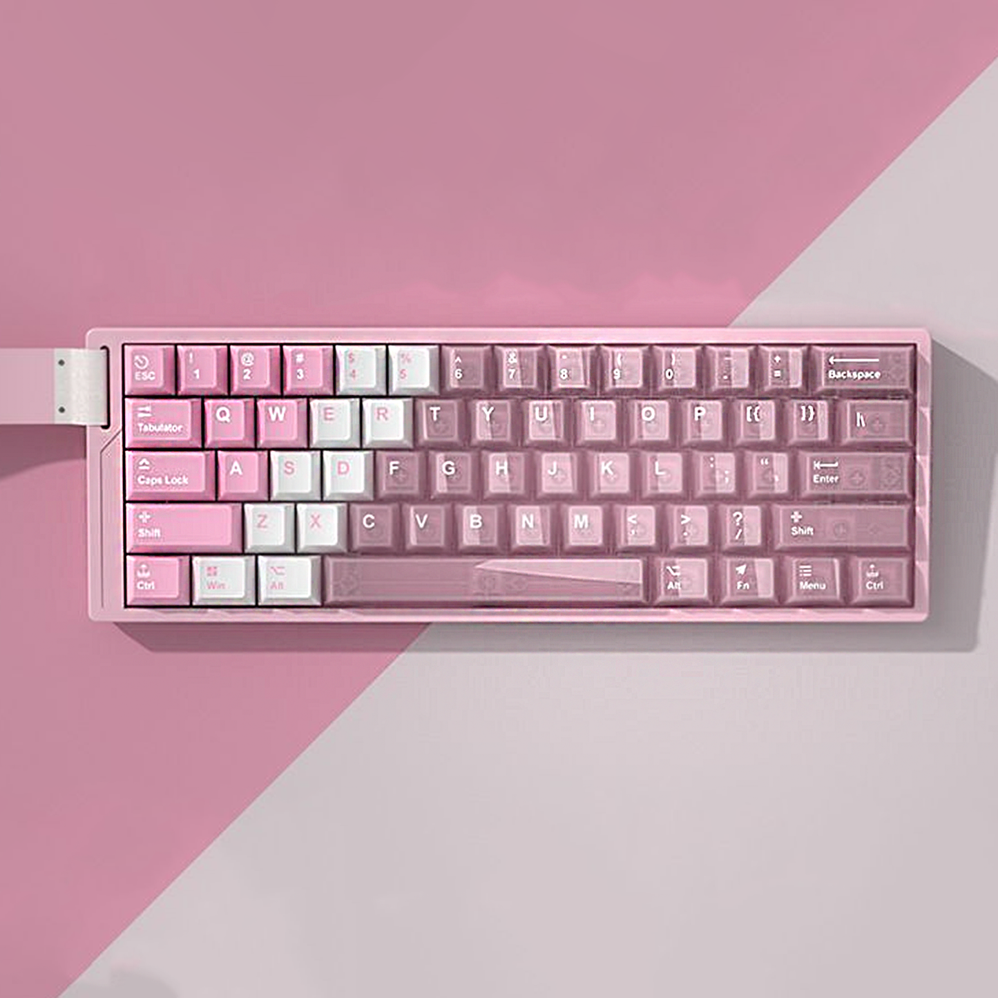 YMDK PBT+PC Transparent Keycaps Cherry Profile Shine Through Top Print Dye Sublimation Keycap for MX 61/64/68/84/87/100/104/108 MX Mechanical Keyboard