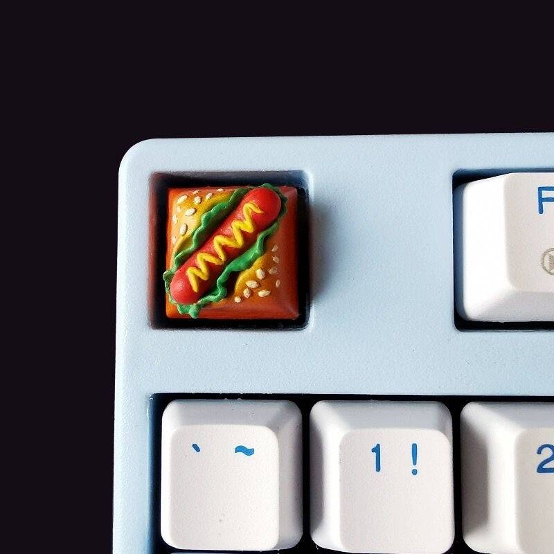 YMDK Hamburger Bread Gourmet Personalized Keycaps Creative Cute Resin Key Caps for Mechanical Keyboard