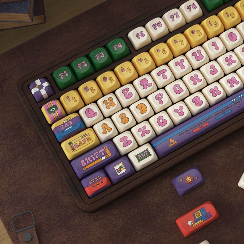 YMDK American Retro Keycaps SOA Cherry Profile Five-sided Dye Sublimation PBT Round Cute keycap for MX 61/68/87/98/104 MX Mechanical Keyboards