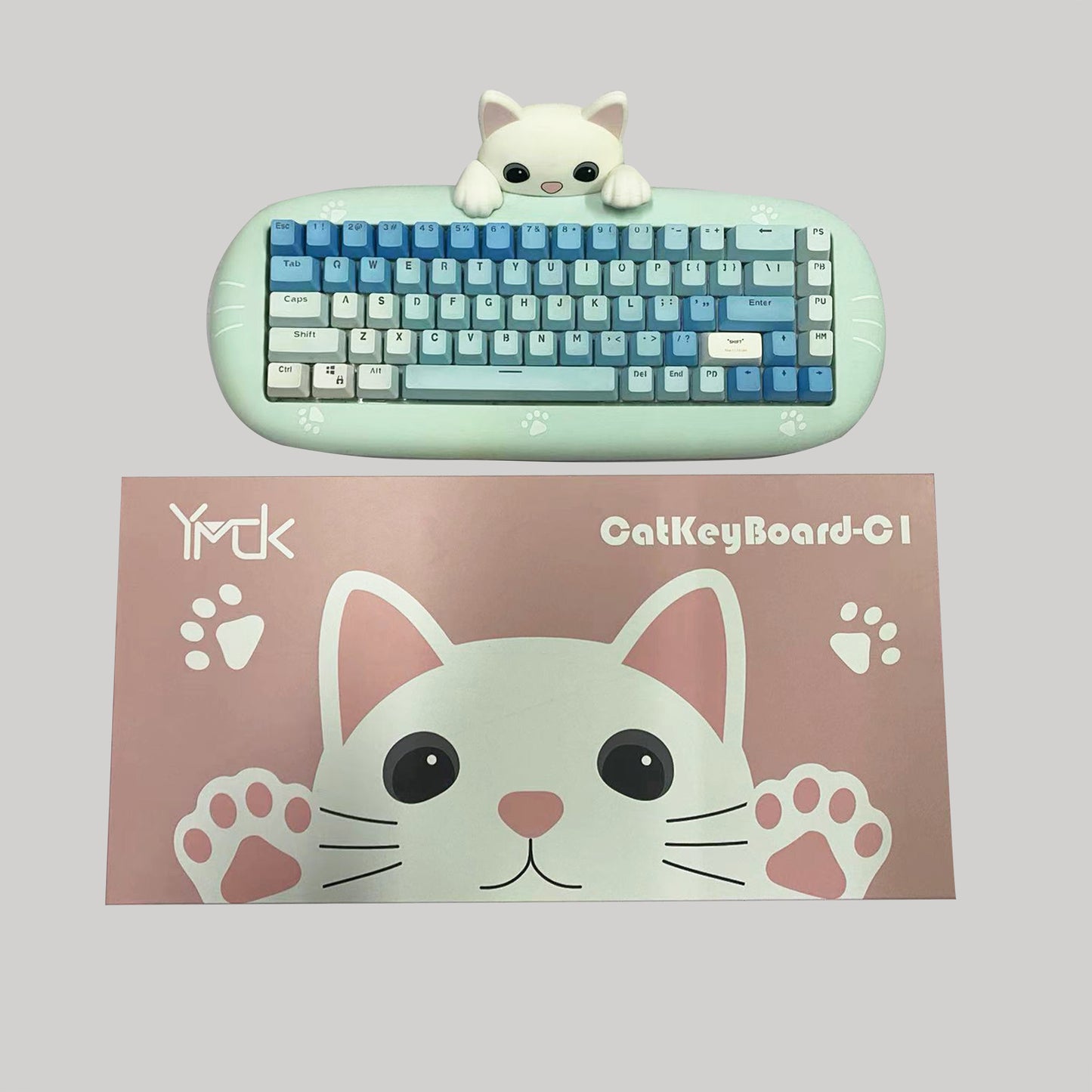 YMDK Meow68 keyboard Cat Custom Triple-Mode RGB Hot Swappable meow 68 Mechanical Keyboard Barebone(Support Macro Programmable Bluetooth&Wired&2.4G)