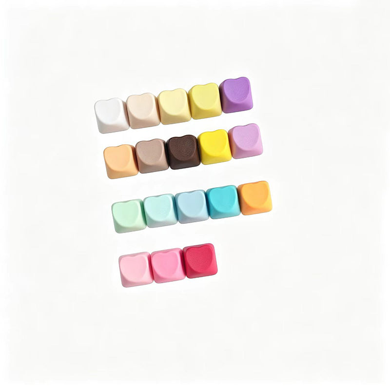 YMDK Heart-shaped PBT PC Blank Color Pink White Red Green Blue Yellow Purple 1u Cute Keycaps DIY(Blank PBT 1.6mm)