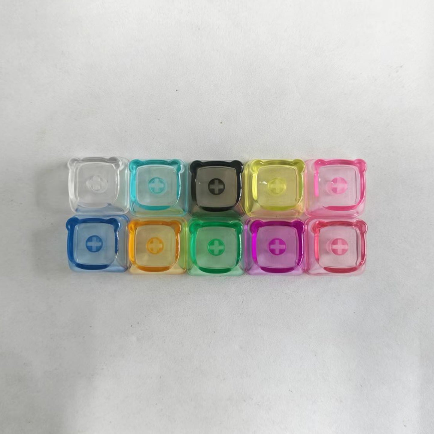 YMDK PC Cute Bear Head Blank Color Pink White Red Green Blue Yellow Purple 1u Keycaps DIY(Blank PC Material)
