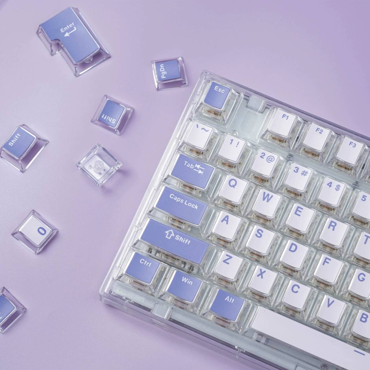 YMDK Water Cube Complete Set Keycaps Personalized Four-sided Light-transmitting Keycap Cherry Profile PBT PC for MX Mechanical Keyboard