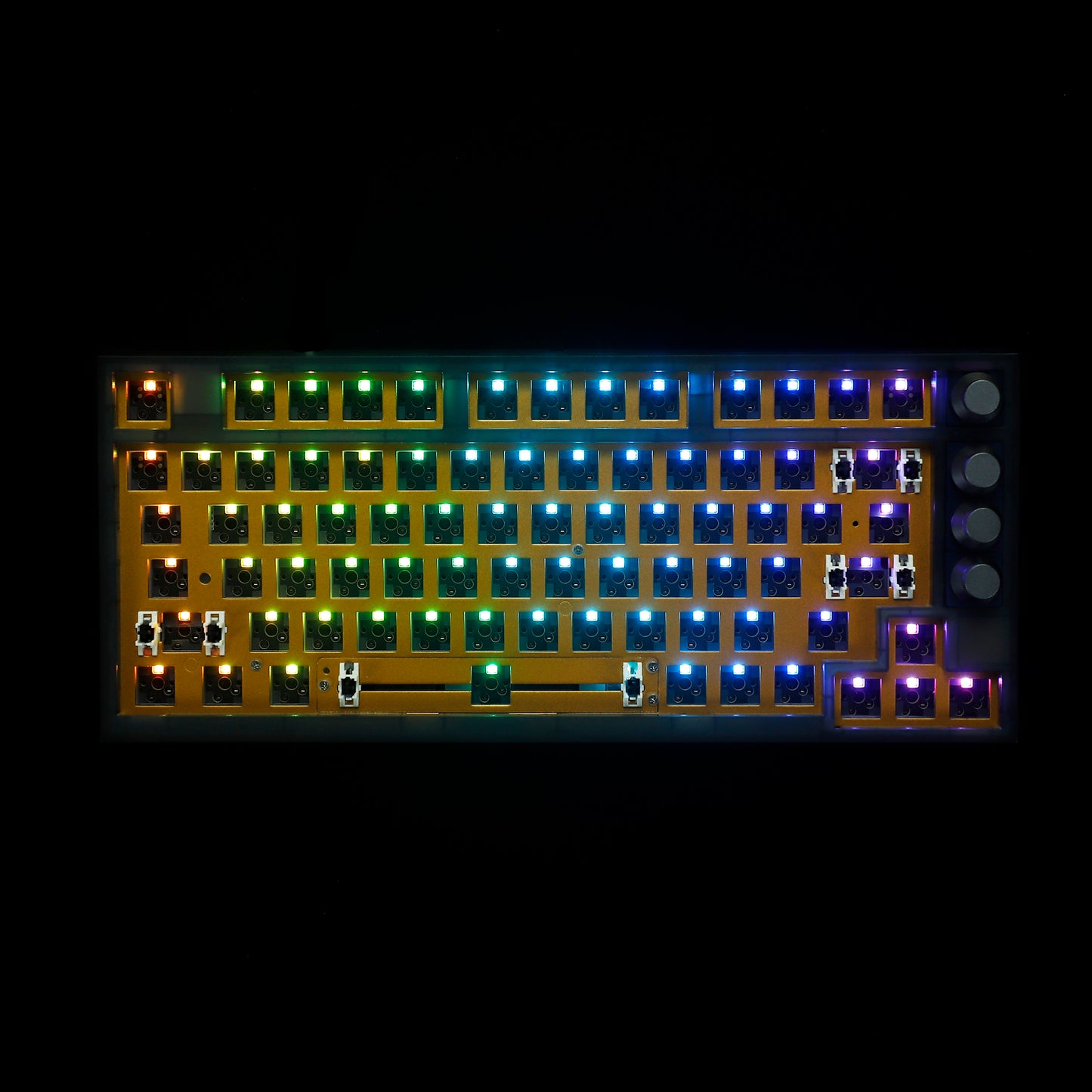 GK75 Triple-Mode 4 Knobs Plastic Case Gasket RGB Hot Swappable Macro Programmable Bluetooth Wired 2.4G Mechanical Keyboard Barebone