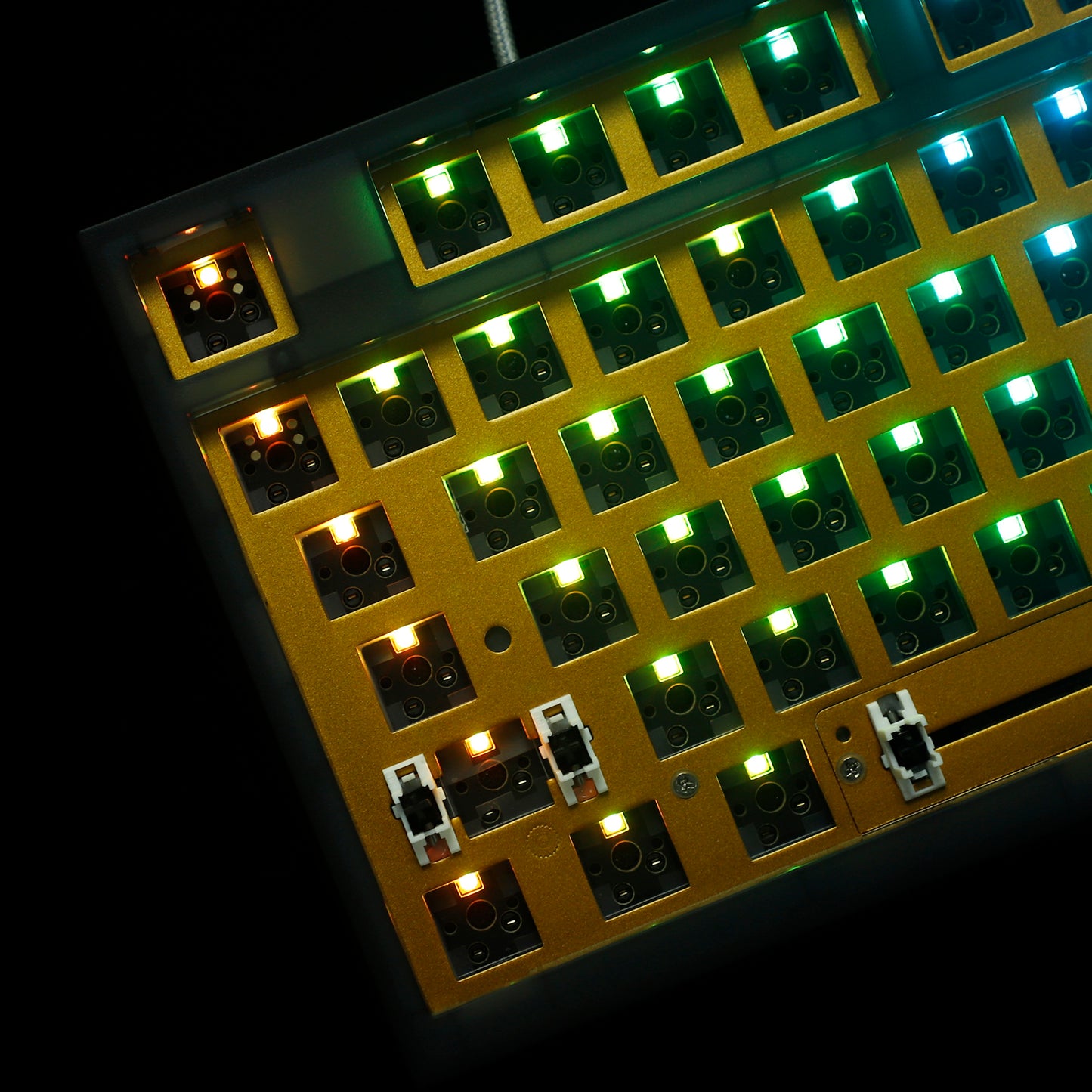 GK75 Triple-Mode 4 Knobs Plastic Case Gasket RGB Hot Swappable Macro Programmable Bluetooth Wired 2.4G Mechanical Keyboard Barebone