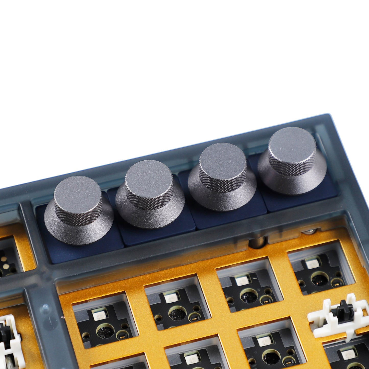 GK980 Plastic Triple-Mode 4 Knobs Gasket RGB Hot Swappable Macro Programmable Bluetooth Wired 2.4G Mechanical Keyboard  Kit