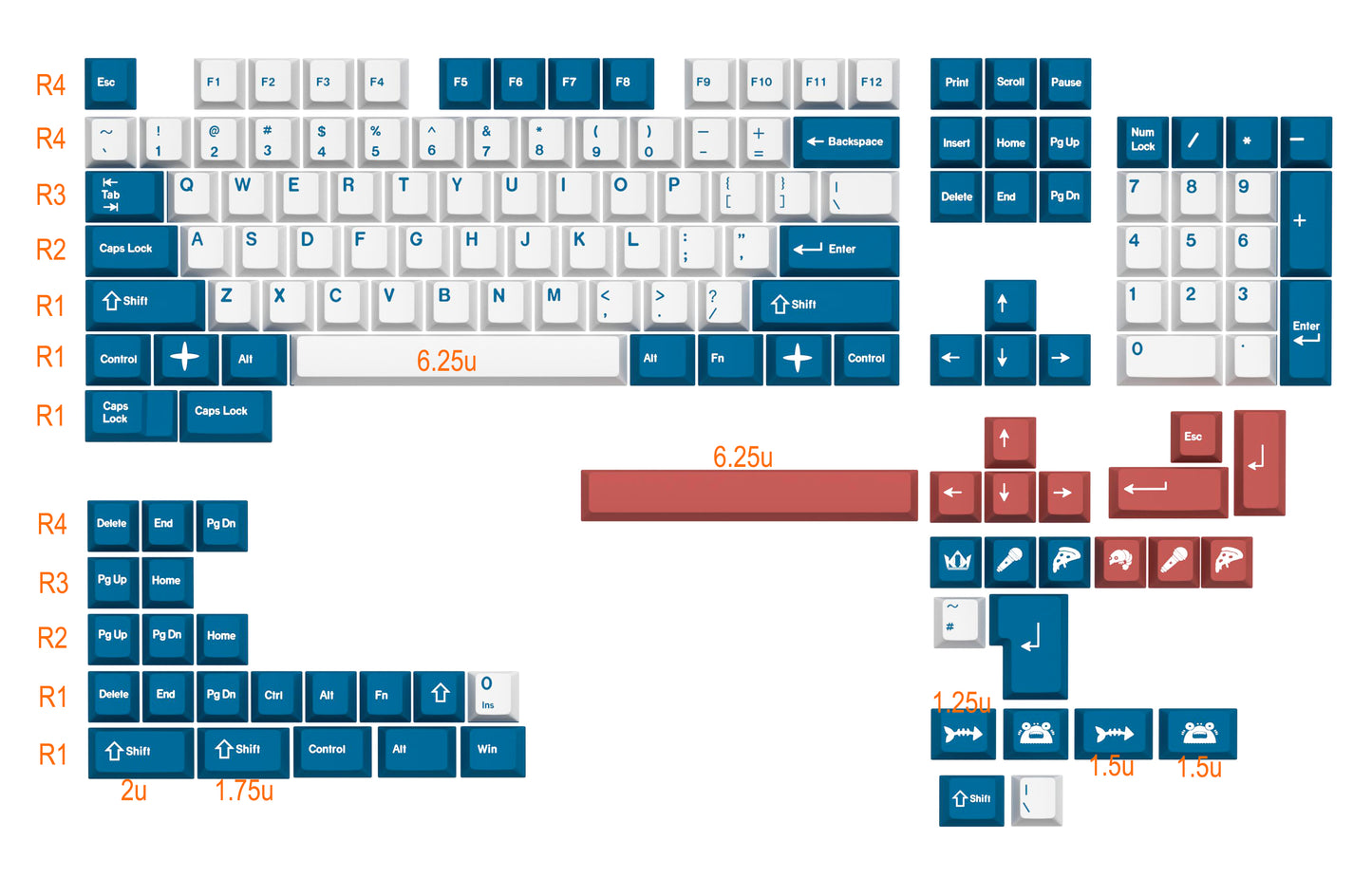 YMDK Wailing 143 Keycaps(Dye Sub Cherry Profile PBT 1.5mm)