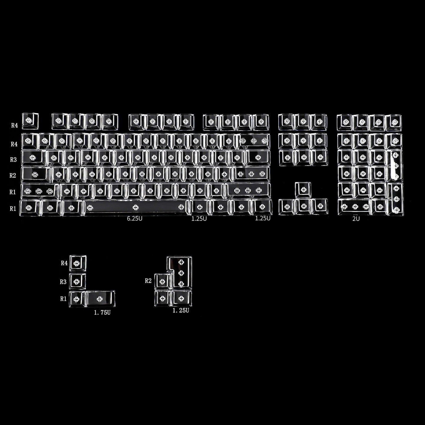 YMDK Blank PC Transparent 116 Keycaps(Cherry Profile Backlit)