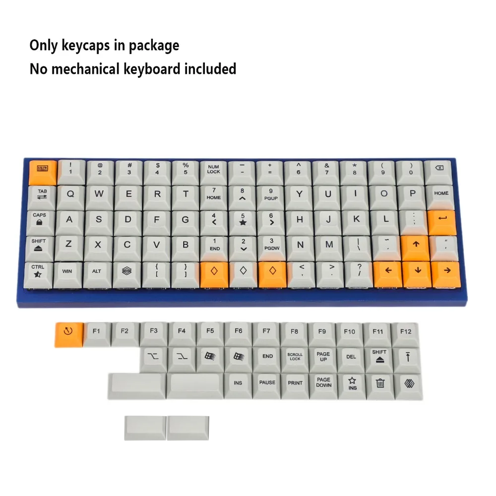 YMDK DSA Profile Gray Orange 107 Keycaps(Dye Sub PBT 1.4mm Thickness/Ortholinear XD75 ID75 Planck Preonic Niu40 Using)