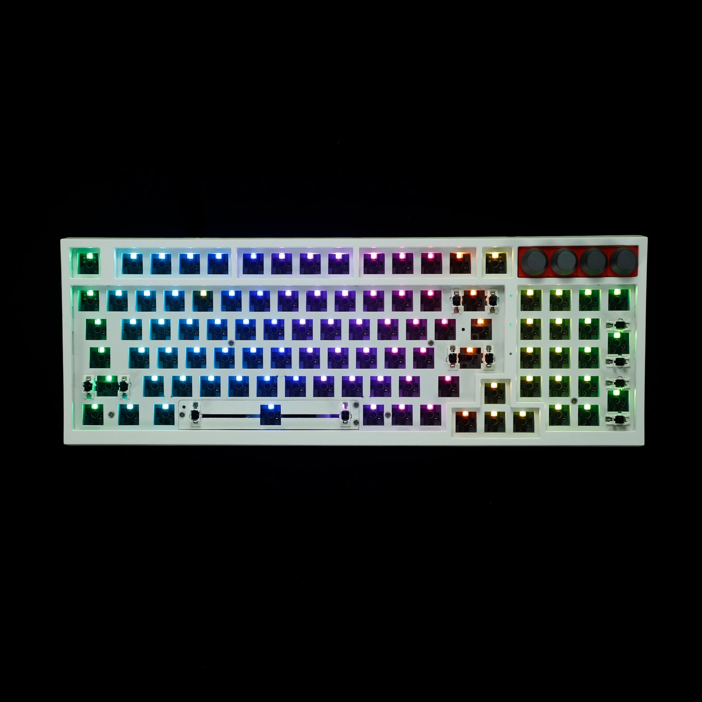 GK980 Plastic Triple-Mode 4 Knobs Gasket RGB Hot Swappable Macro Programmable Bluetooth Wired 2.4G Mechanical Keyboard  Kit