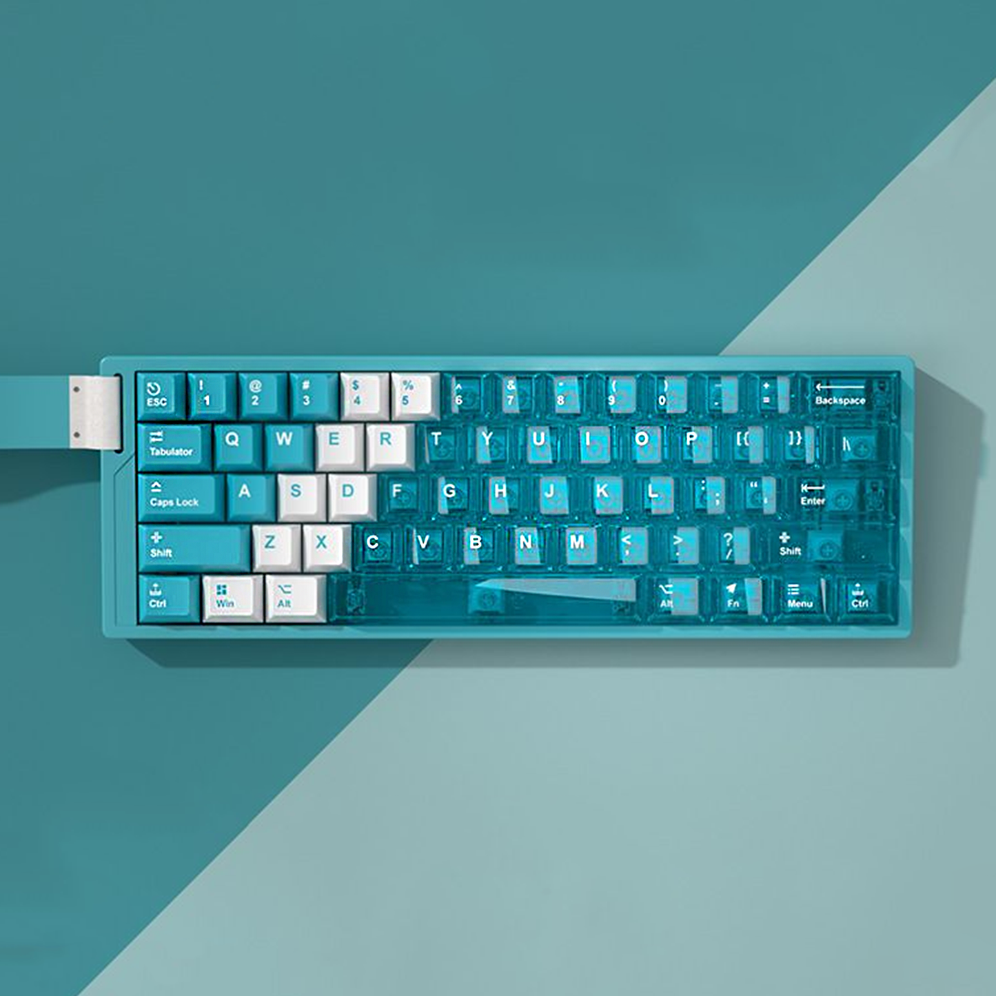 YMDK PBT+PC Transparent Keycaps Cherry Profile Shine Through Top Print Dye Sublimation Keycap for MX 61/64/68/84/87/100/104/108 MX Mechanical Keyboard