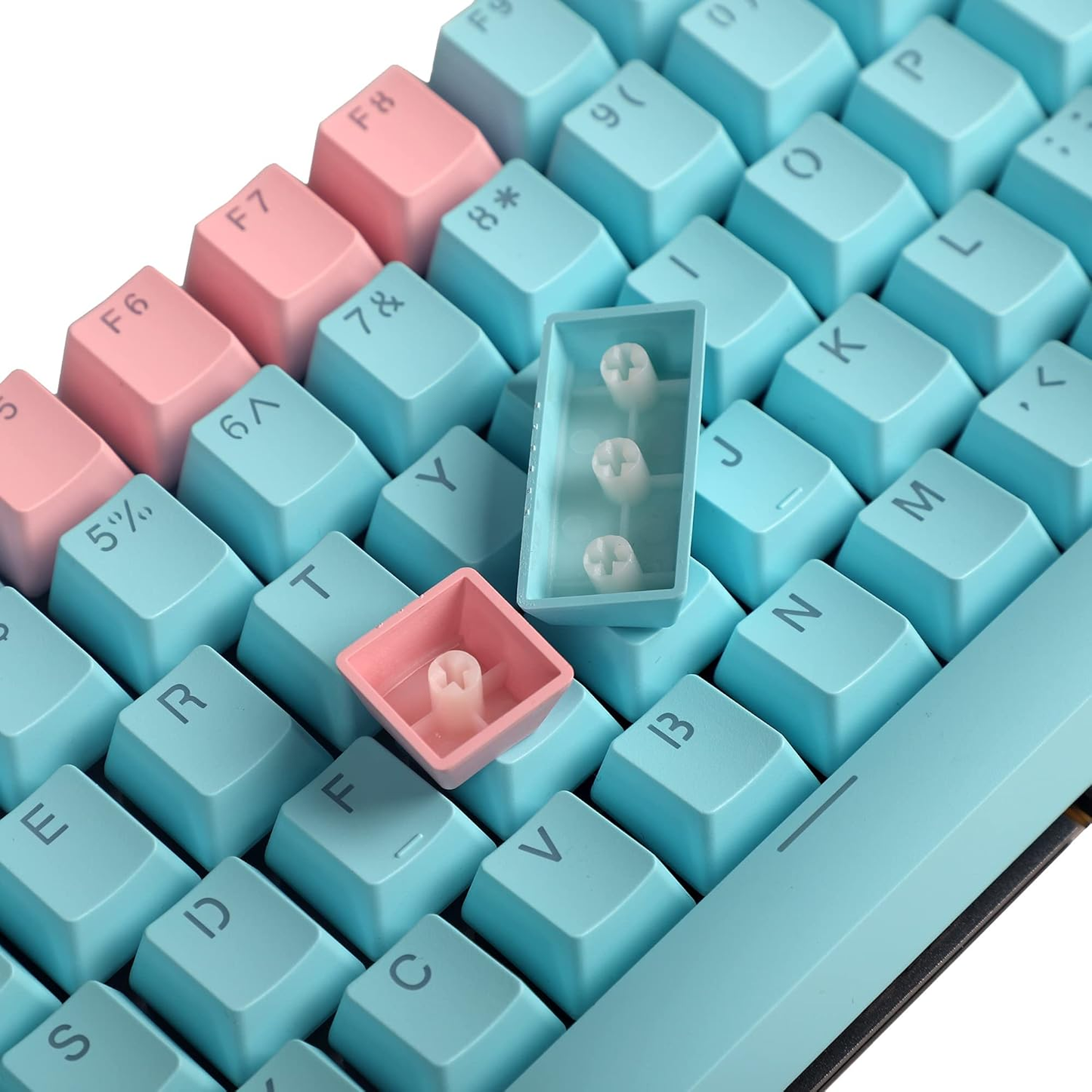 Carbon Miami PBT Double Shot Cherry Profile ANSI Backlit Keycaps for MX Mechanical Keyboard Melody 96 KBD75 68 61 87 104 Keychron(Only Keycap) (Carbon)