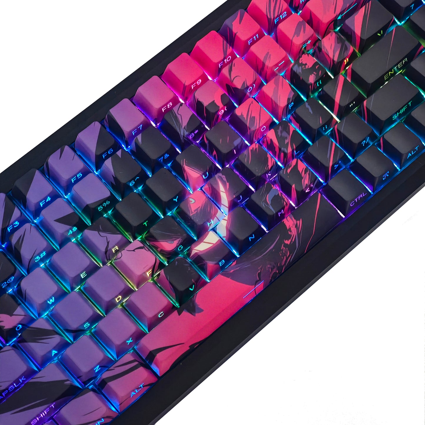 YMDK 131 Coal Briquette Ghost Keycap Cherry Profile Dye Sub Double Shot Sidelit PBT Keycaps for 65/75/87/98/100/104 MX Mechanical keyboard