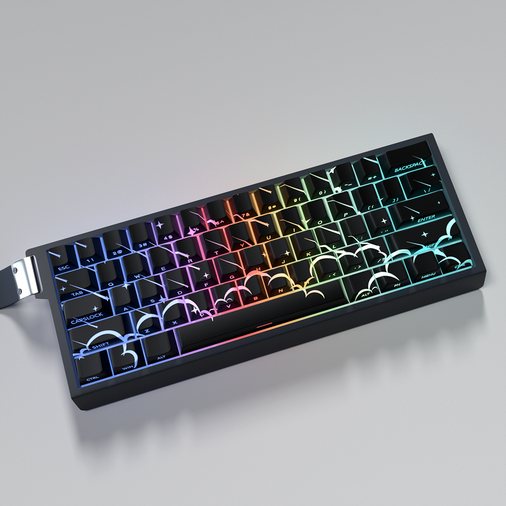 YMDK Lightning 140 Key Keycaps Side-lit PBT+PC Cherry Profile Five-sided Dye Sub Shine Through Custom Keycap for MX Mechanical Keyboard 61/64/68/84/87/100/104/108 Layout