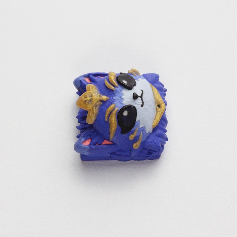YMDK Blue Cat Personality Keycaps Handmade Cute Animal Resin Translucent Key Cap for MX Mechanical Keyboard