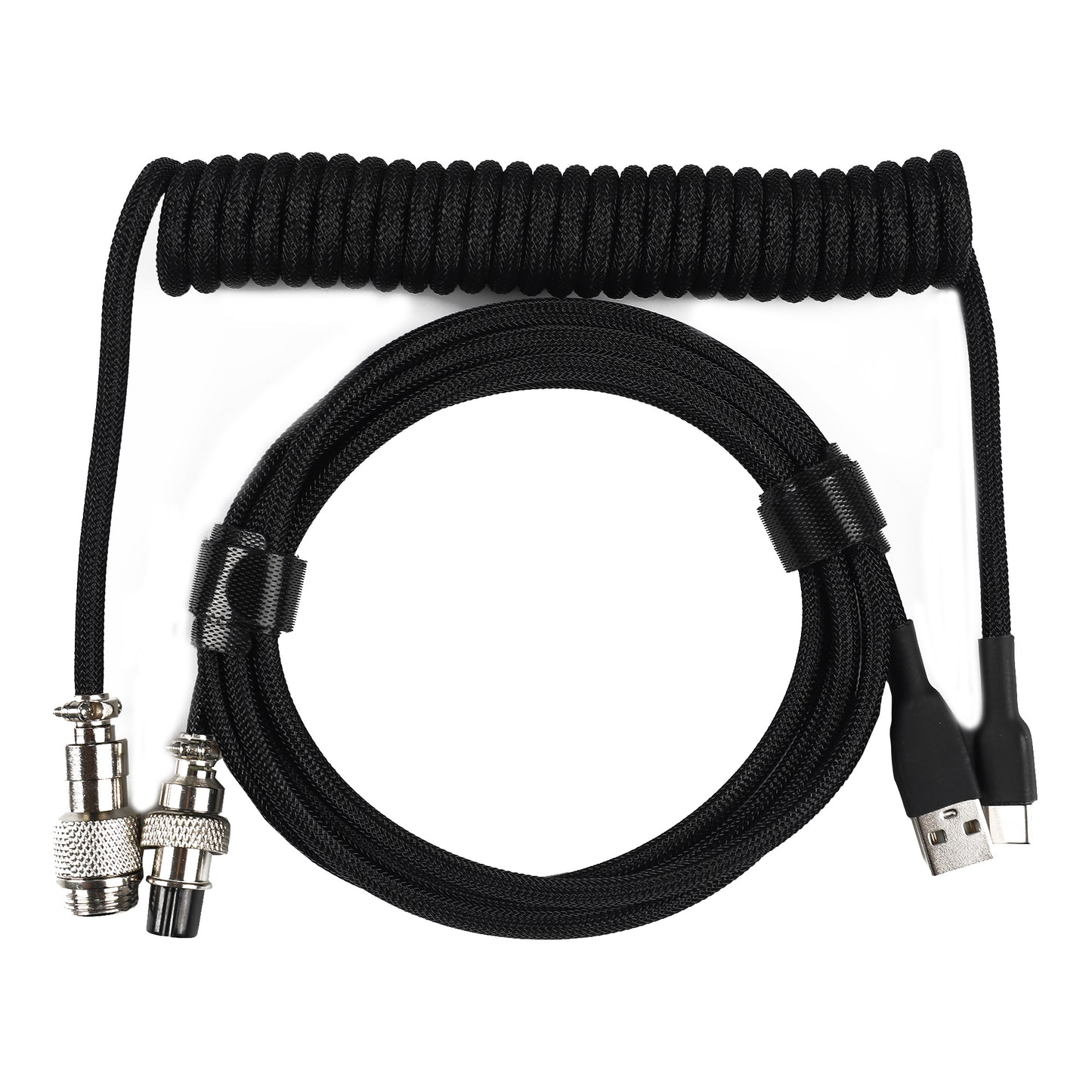 Type A to C Aviator Data Line 150cm Coiled Spring Braided Cable