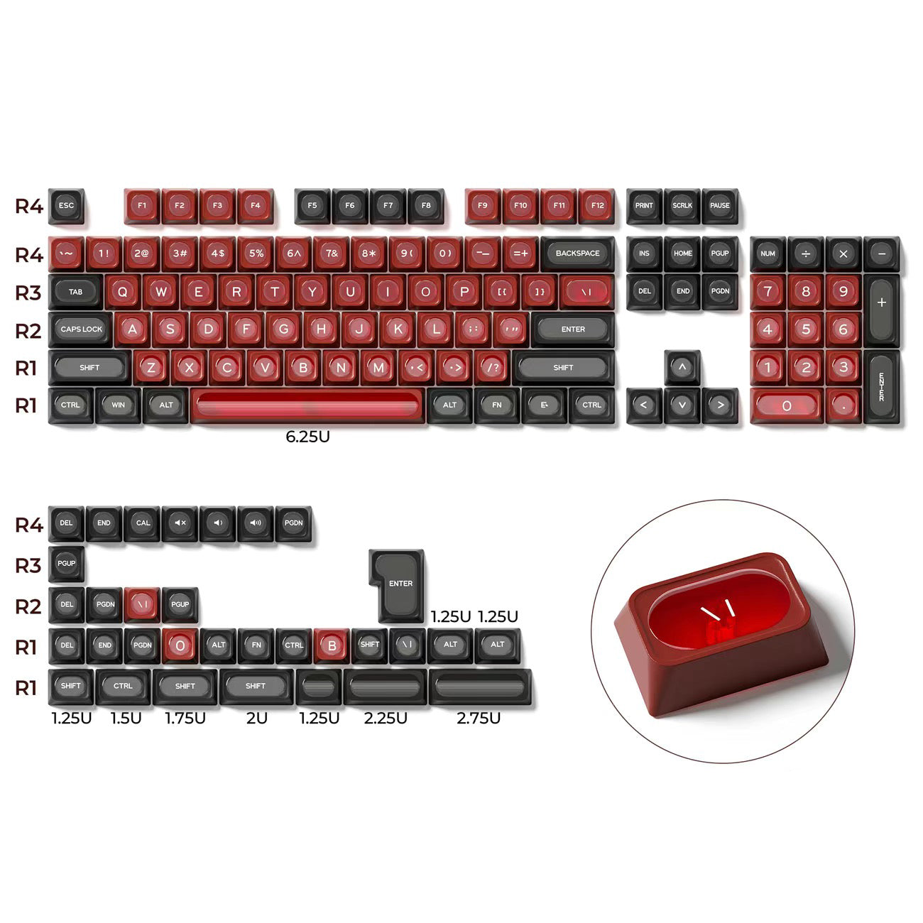 YMDK Crescent Moon Matte Shine Through 136 Key Top Print Keycaps PBT+PC Matte Dye Sub Keycaps MAX Profile for 61/68/84/87/98/104/108 MX Mechanical Keyboard
