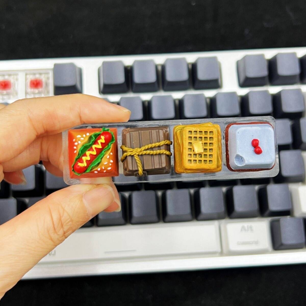 YMDK Hamburger Bread Gourmet Personalized Keycaps Creative Cute Resin Key Caps for Mechanical Keyboard