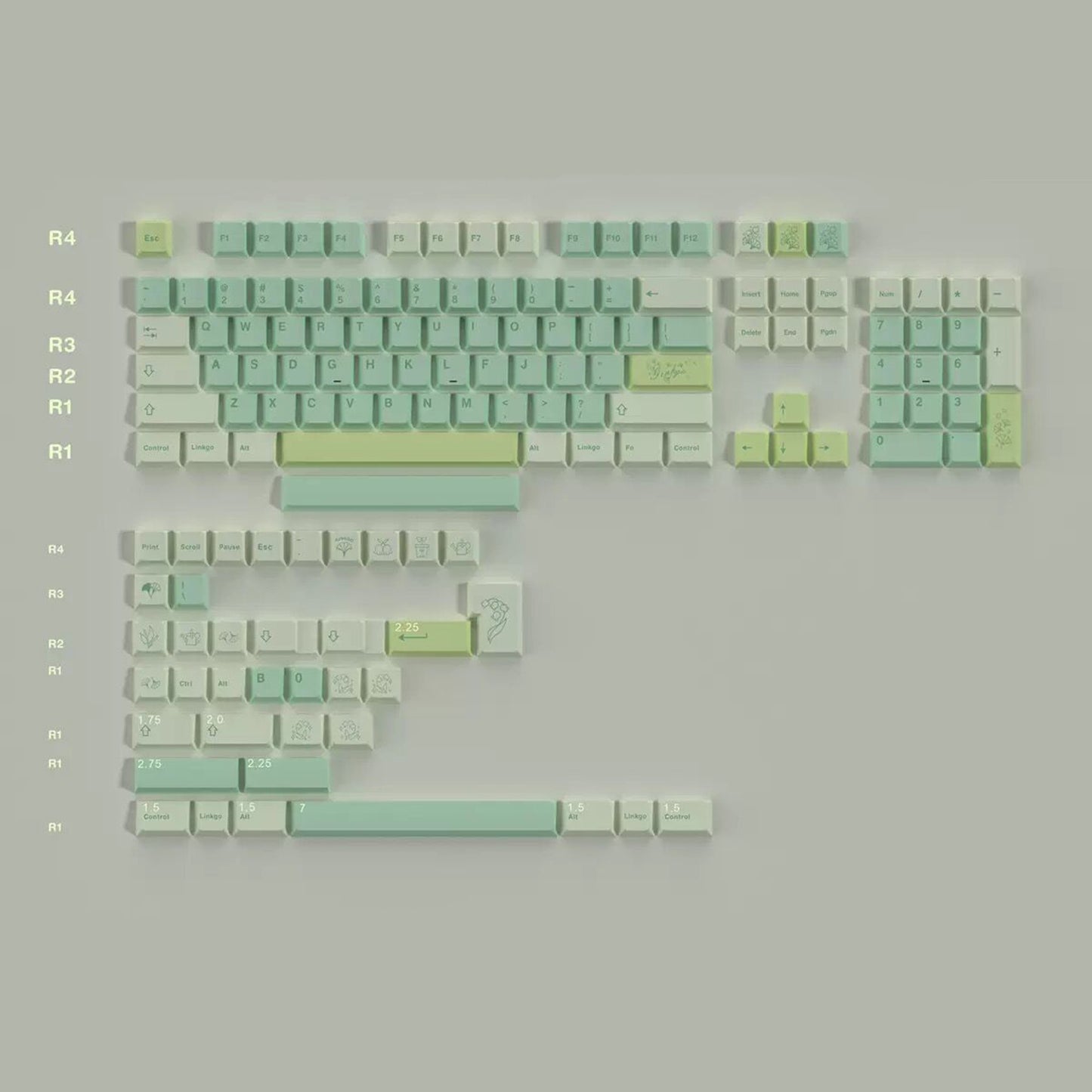 YMDK Ginkgo Theme Keycaps 143 Keys PBT Dye Sublimation Cherry Profile for Mechanical Keyboard