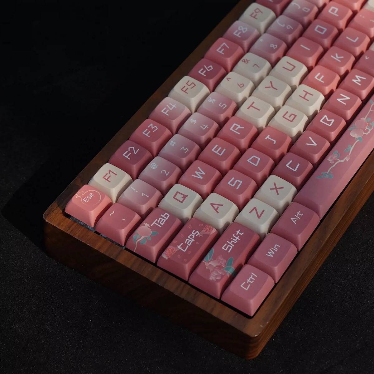 YMDK Pomegranate Red Theme Keycaps Full Set 128 Keys XDA Profile Dye Sub PBT Keycap for MX Mechanical Keyboard